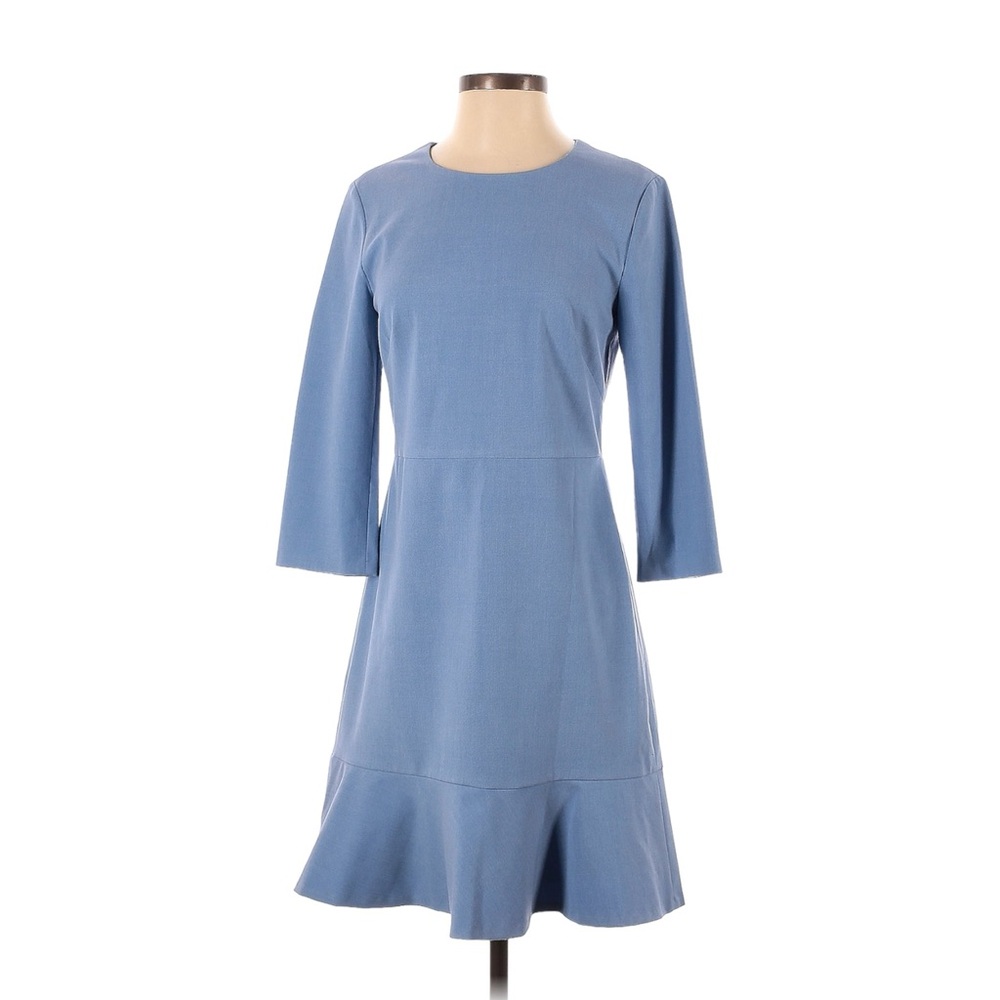 Banana Republic 3/4 Sleeve Ruffle Hem Light Blue Dress Women's Size 2